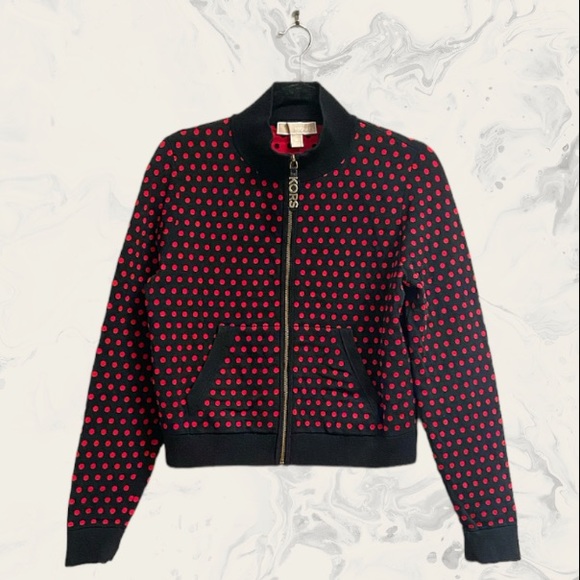 MICHAEL Michael Kors Jackets & Blazers - MICHAEL Michael Kors Polka Dot Knitwear Zip Up, Size Medium
